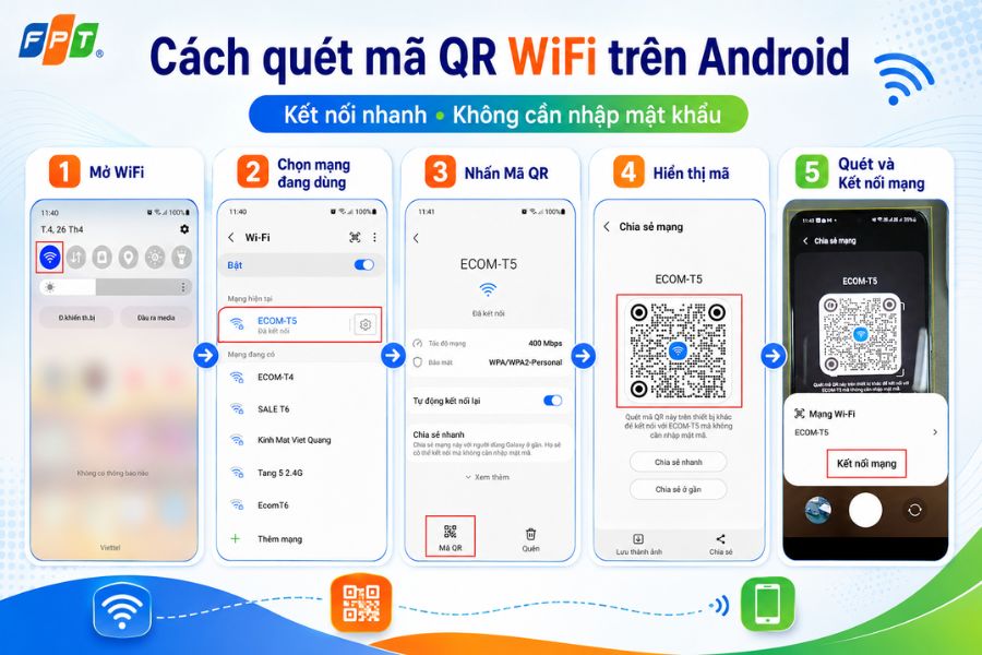 Cách quét mã QR WiFi trên Android giúp chia sẻ và kết nối mạng nhanh chóng
