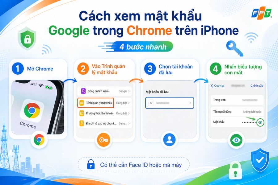 Cách xem mật khẩu google trong Chrome trên iPhone với 4 bước nhanh
