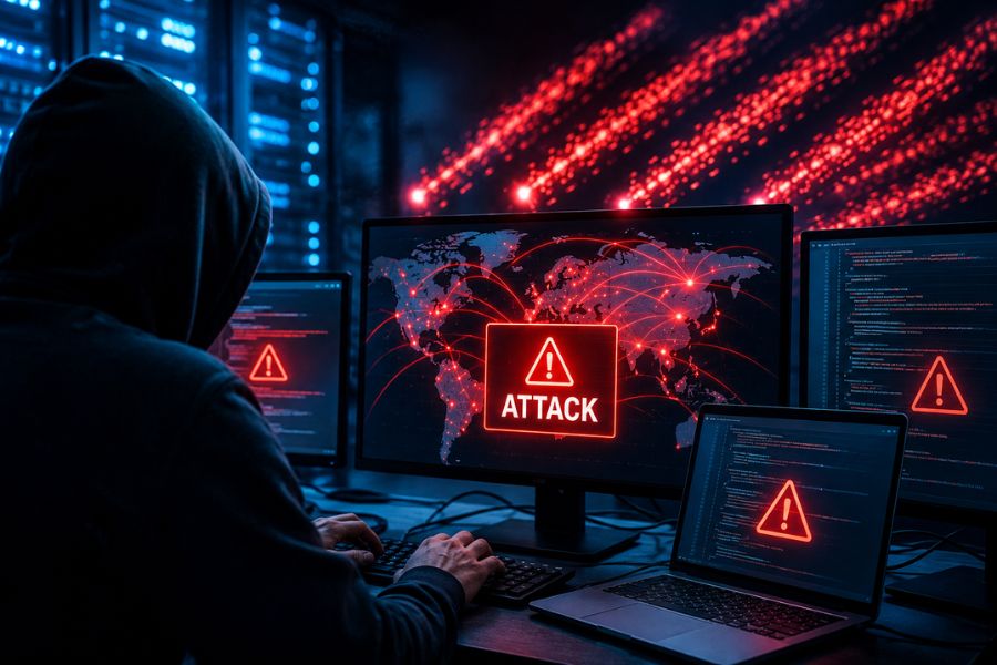 DDoS hoạt động bằng cách huy động nhiều thiết bị cùng lúc gửi lượng lớn yêu cầu, khiến hệ thống mục tiêu bị quá tải