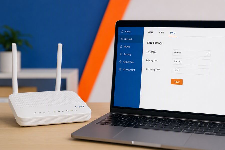 Modem wifi hiển thị cài đặt DNS