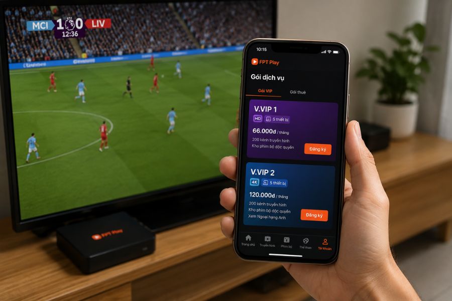 Đăng ký gói xem Ngoại hạng Anh FPT với tài khoản V.VIP