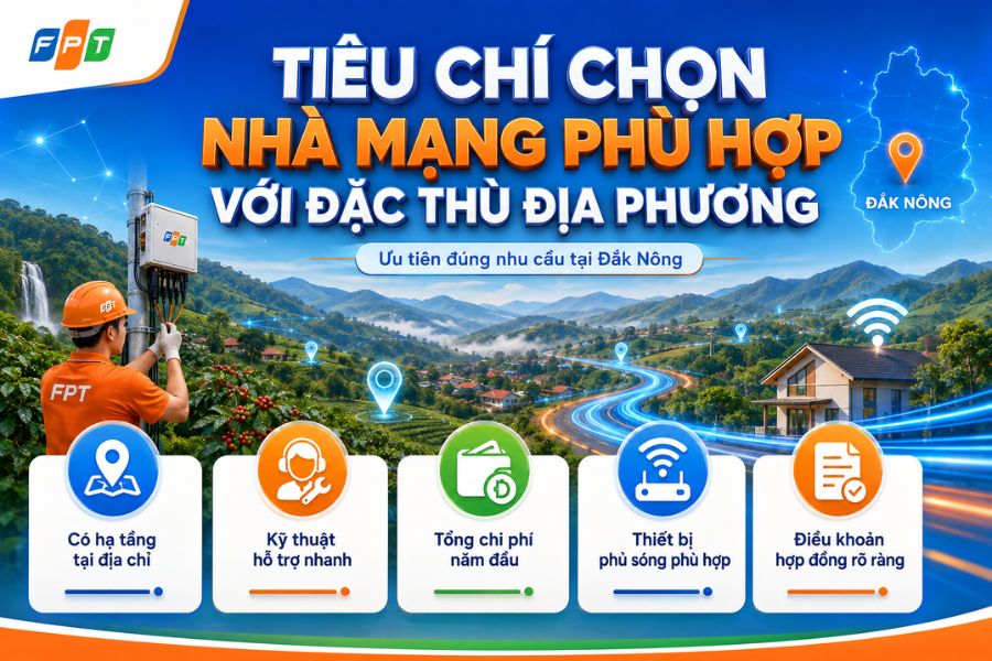 Lắp mạng Đắk Nông chọn theo hạ tầng và chi phí