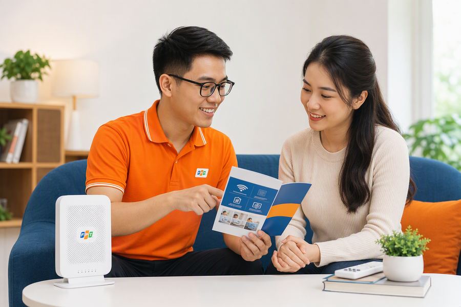 Nhân viên FPT tư vấn chọn gói cước
