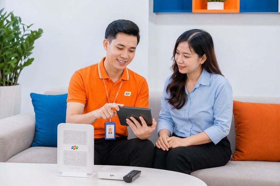 Nhân viên FPT tư vấn gói cước phù hợp