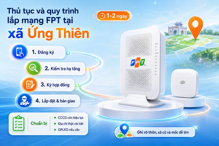 Lắp mạng FPT Ứng Thiên nhanh trong 1–2 ngày với thủ tục đơn giản và kiểm tra hạ tầng theo địa chỉ