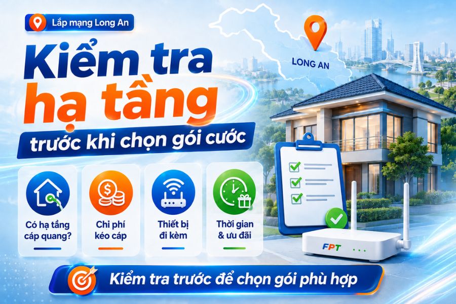 Lắp mạng Long An kiểm tra hạ tầng trước
