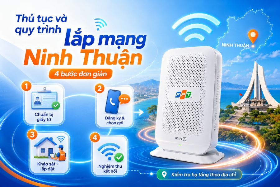 Lắp mạng Ninh Thuận với thủ tục 4 bước đơn giản, kiểm tra hạ tầng và nghiệm thu kết nối