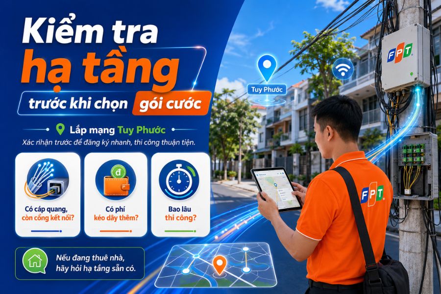 Lắp mạng Tuy Phước cần kiểm tra hạ tầng trước khi chọn gói cước
