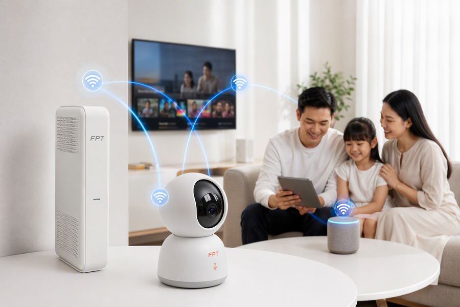 Camera trong nhà kết nối mesh wifi