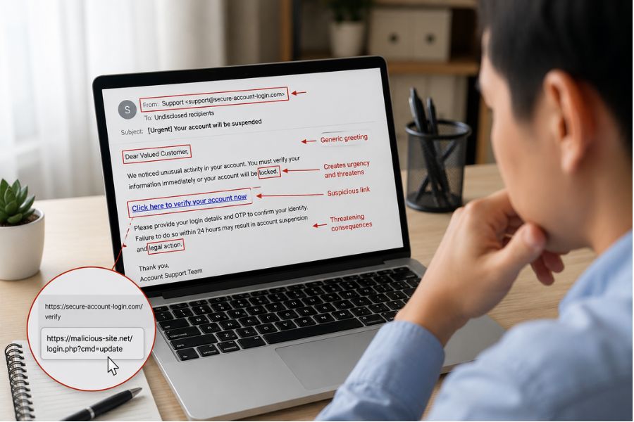 Các dấu hiệu nhận biết phishing
