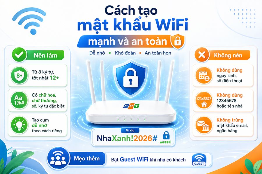 Quản lý mật khẩu an toàn bằng cách tạo mật khẩu WiFi mạnh, dễ nhớ và khó đoán