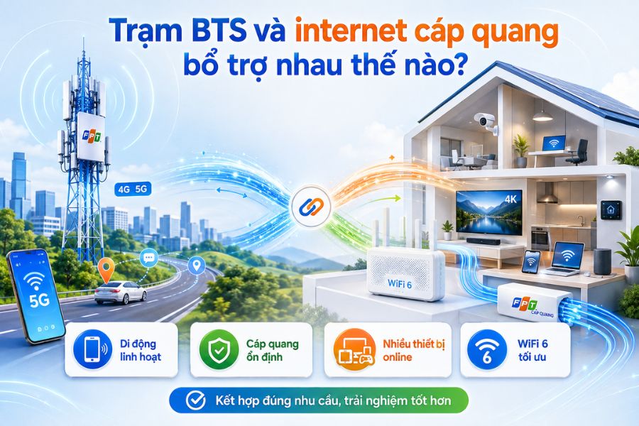 Trạm BTS là gì và cách trạm BTS kết hợp internet cáp quang để tối ưu trải nghiệm kết nối