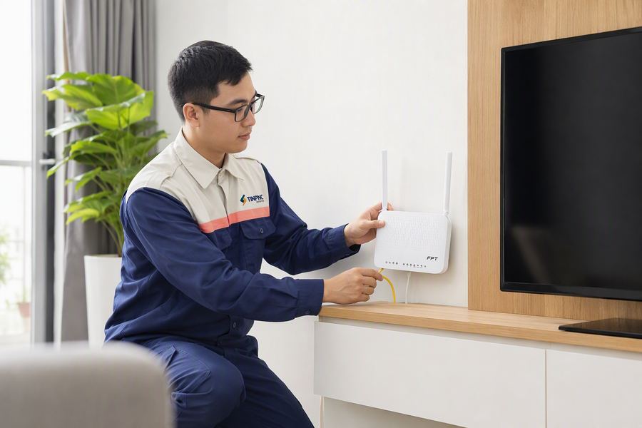 Kỹ thuật viên lắp đặt wifi