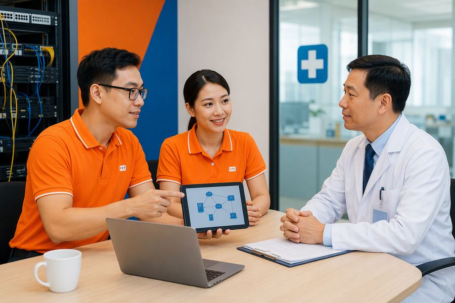 Nhân viên FPT tư vấn giải pháp mạng