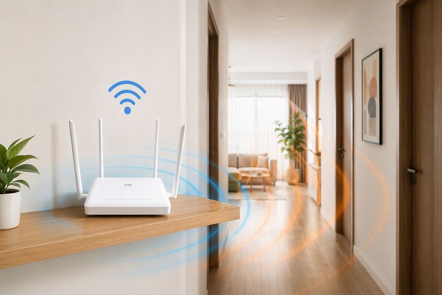 Modem wifi 6 đặt tại chung cư