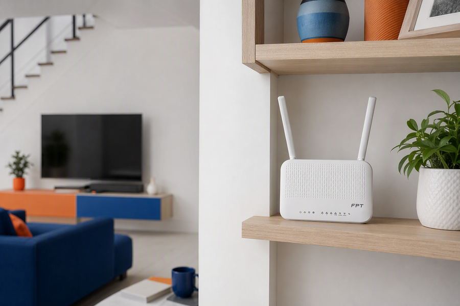 Modem wifi 6 đặt tại nhà phố