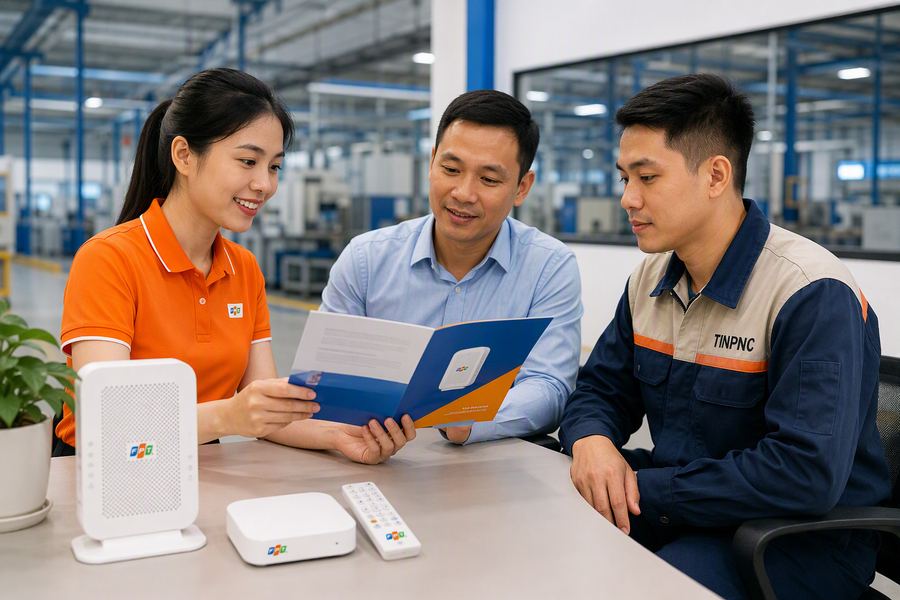 Nhân viên FPT tư vấn giải pháp mạng