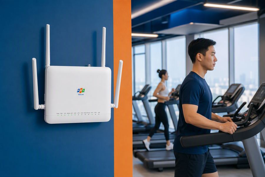 Modem wifi lắp trong phòng gym