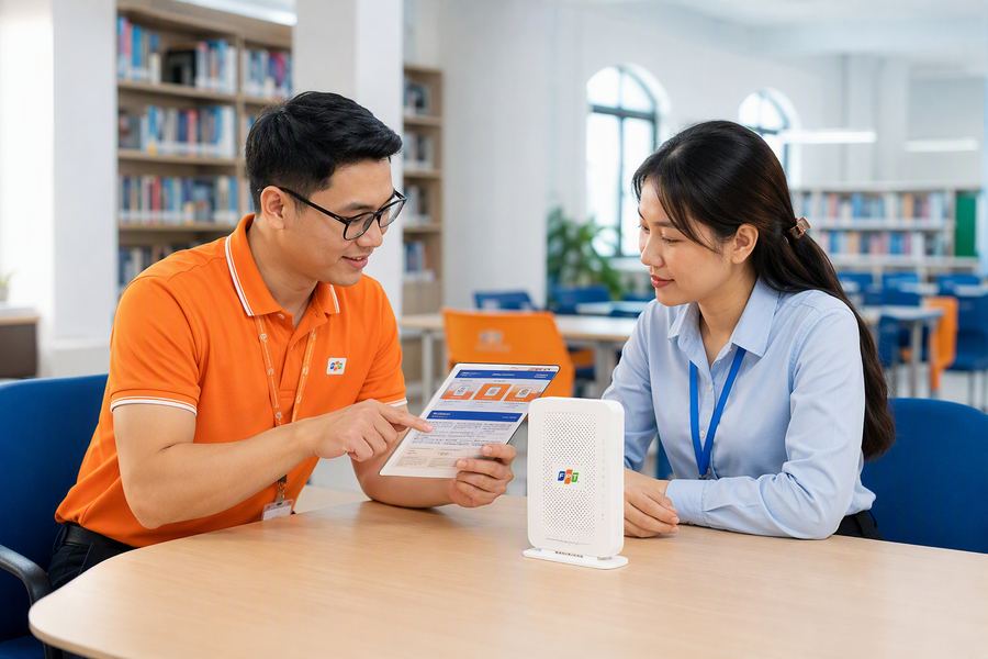 Nhân viên FPT tư vấn gói cước thư viện