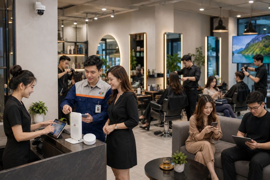 wifi FPT cho tiệm tóc
