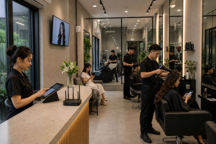 wifi FPT cho tiệm tóc