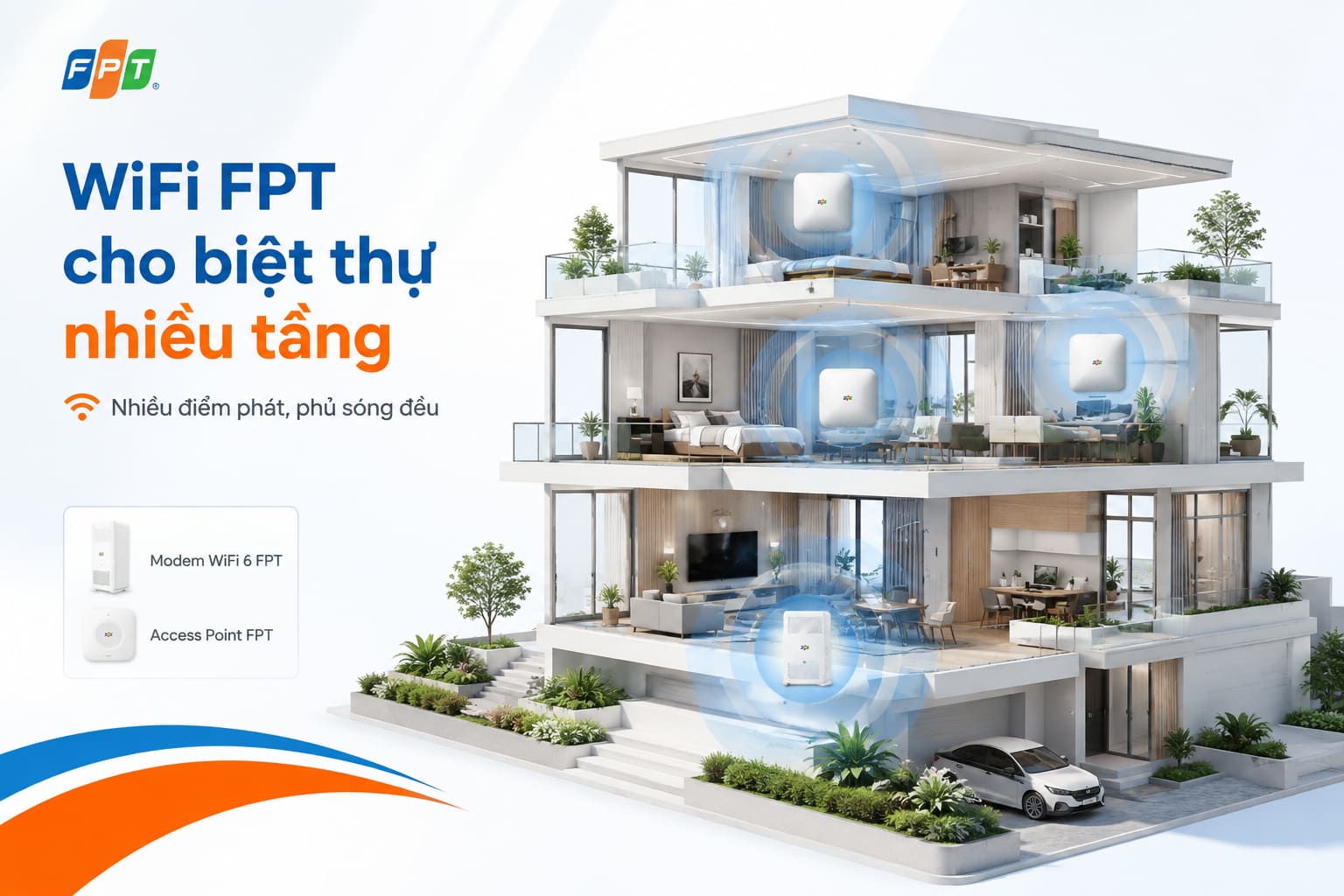 Nhà nhiều tầng cần nhiều điểm phát thay vì một modem duy nhất đặt ở tầng trệt
