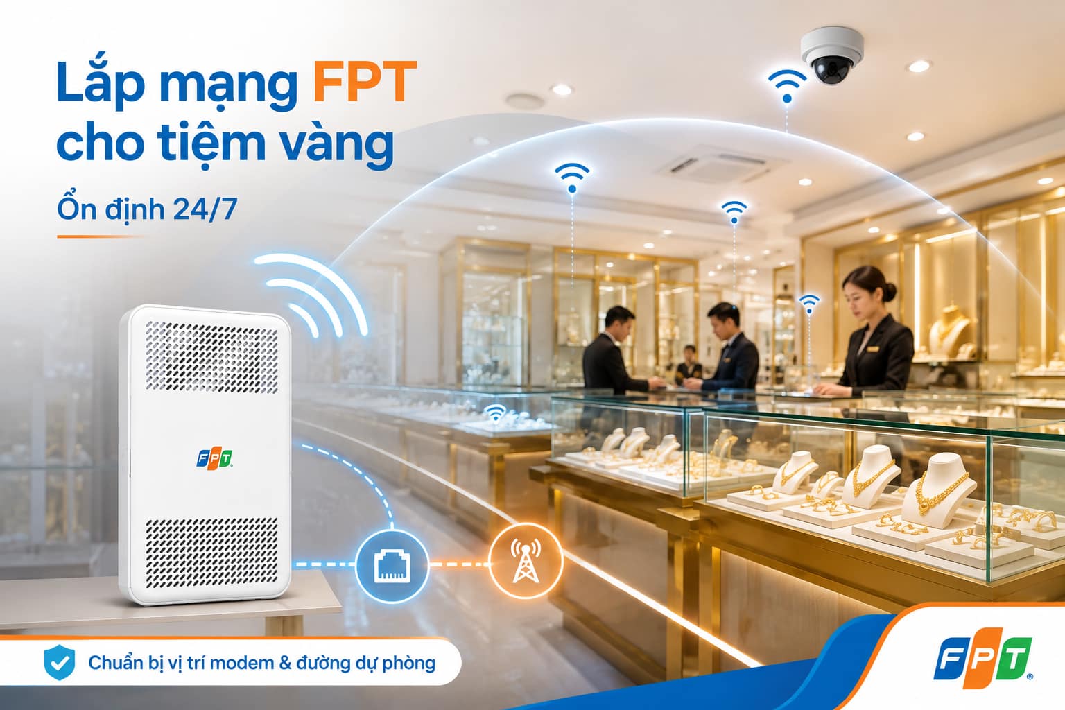 Chuẩn bị kỹ vị trí modem và đường dự phòng giúp tránh gián đoạn