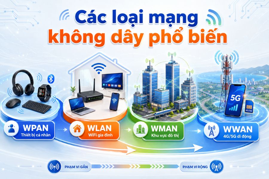 Wireless là gì và các loại mạng không dây phổ biến như WPAN, WLAN, WMAN, WWAN