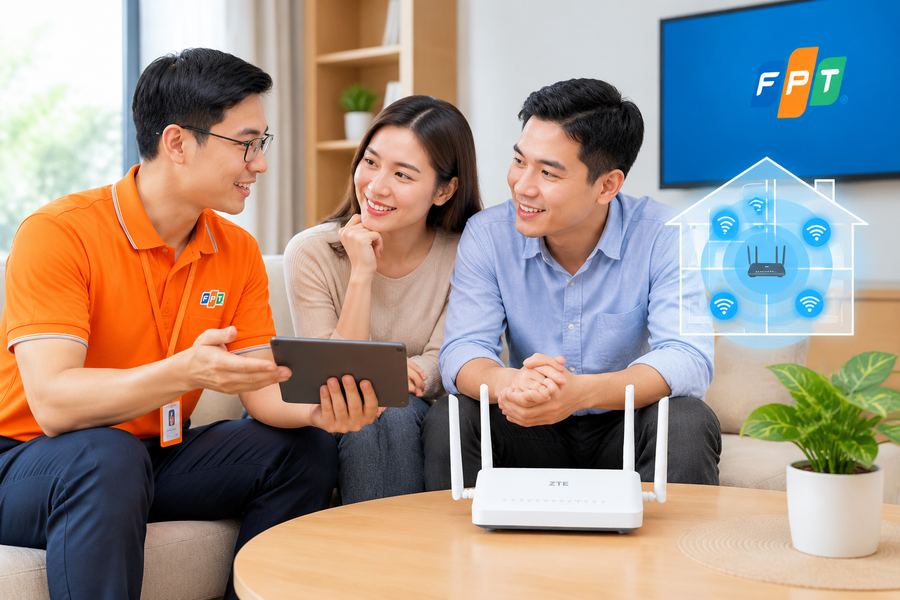 Nhân viên FPT tư vấn giải pháp wifi