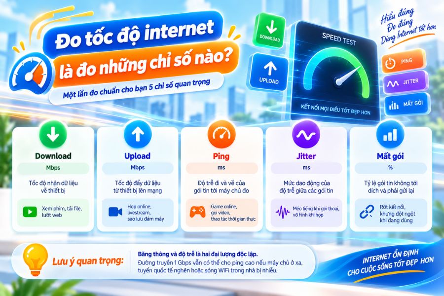 Kiểm tra tốc độ Internet qua các chỉ số quan trọng