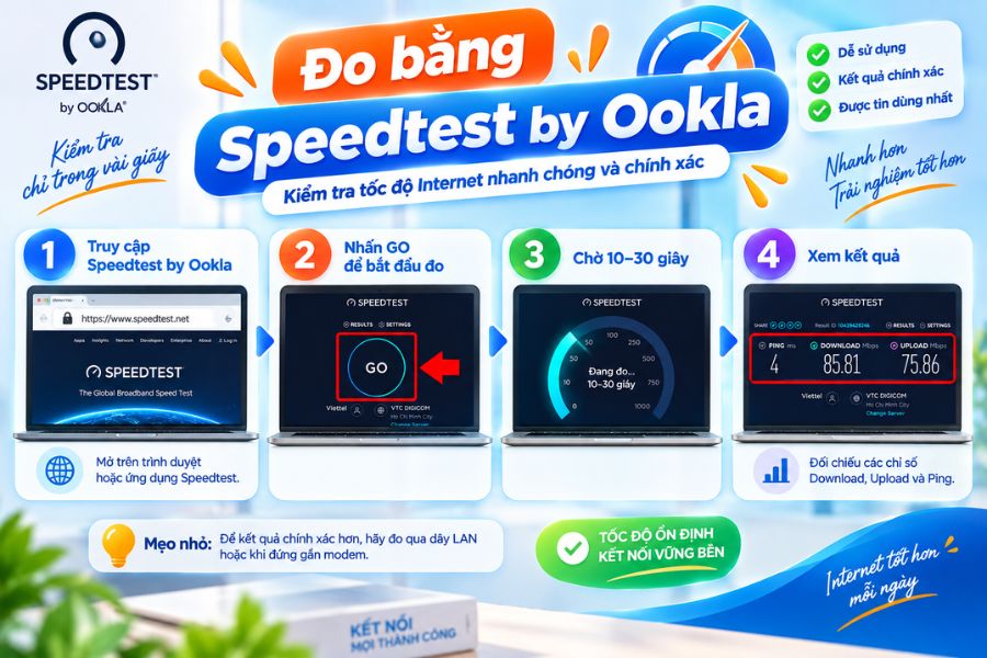 Đo tốc độ Internet nhanh bằng Speedtest