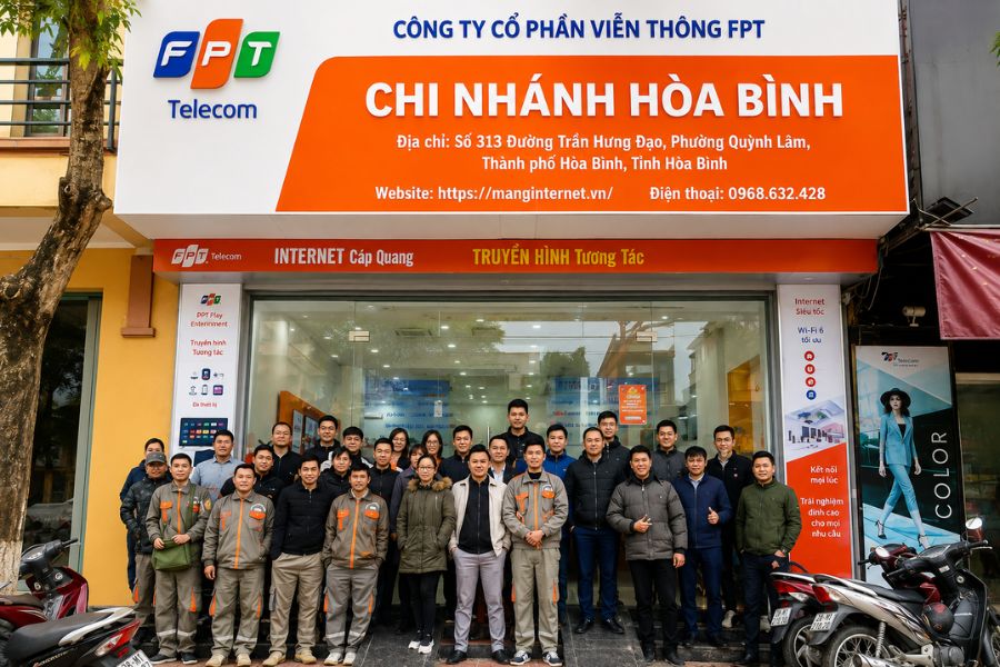 Chi nhánh FPT Telecom hỗ trợ đăng ký lắp mạng Hòa Bình
