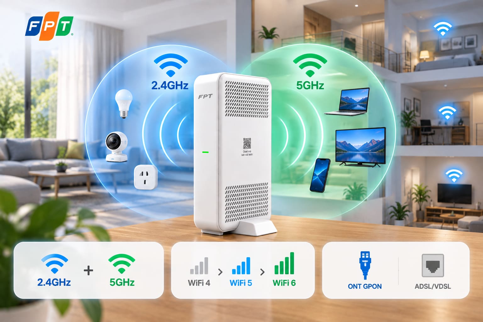 Modem băng tần kép hỗ trợ vùng phủ rộng