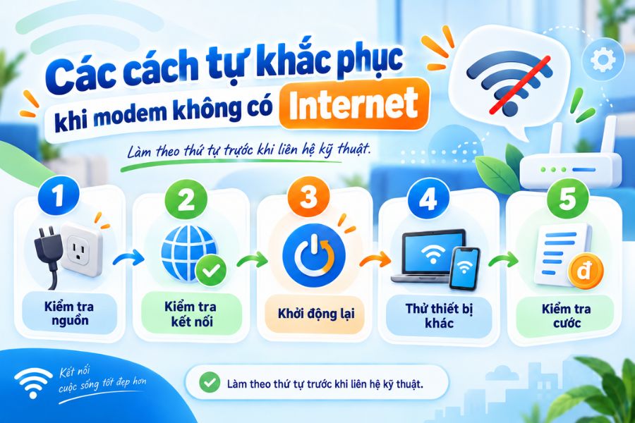 Modem WiFi FPT không sáng đèn Internet và cách tự kiểm tra tại nhà