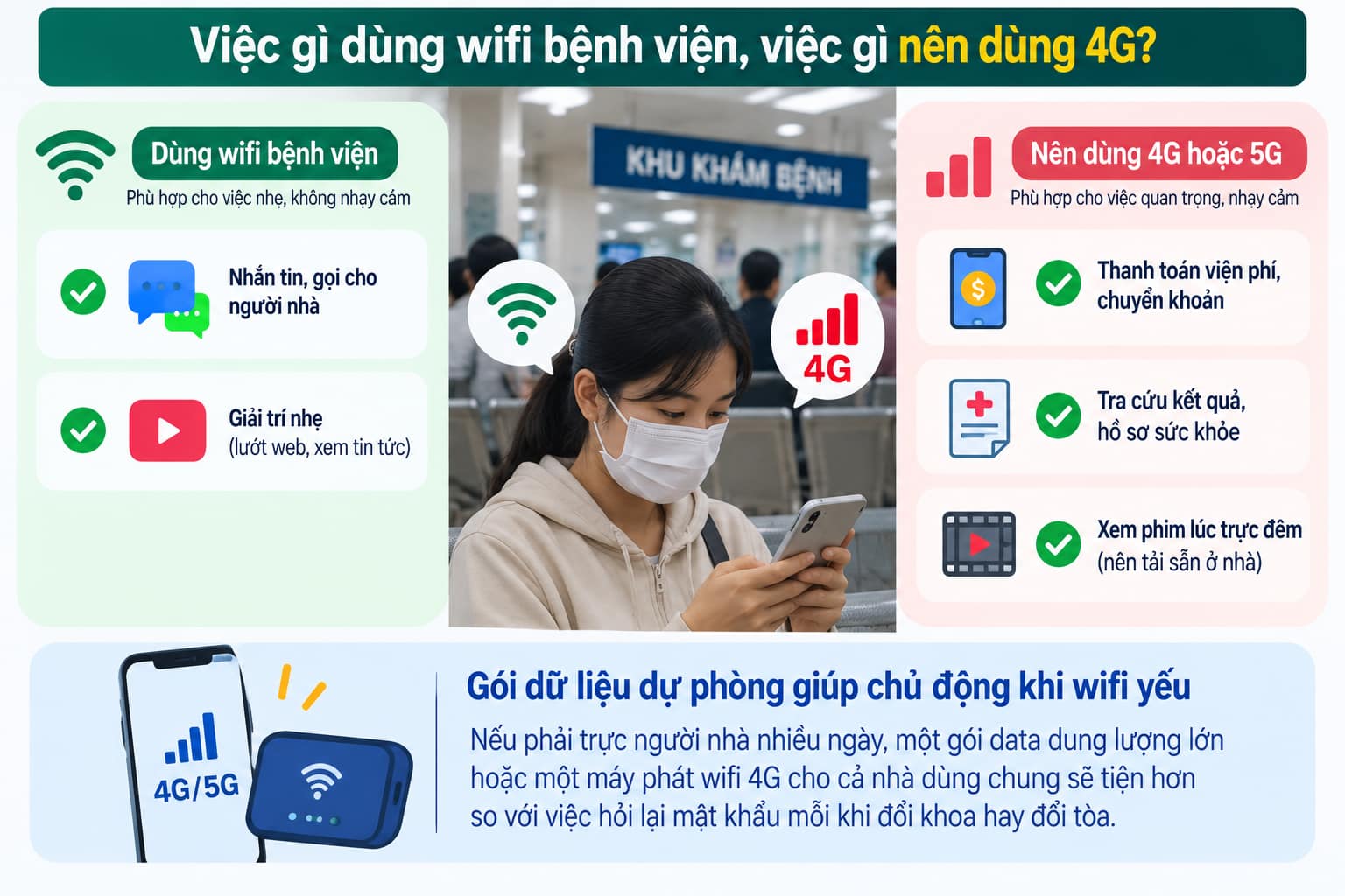 Dùng 4G khi trực người nhà