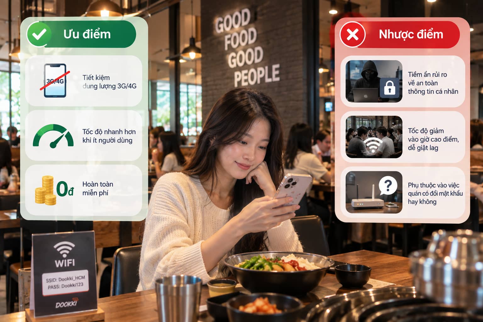 Dùng wifi miễn phí tại quán ăn, nhà hàng