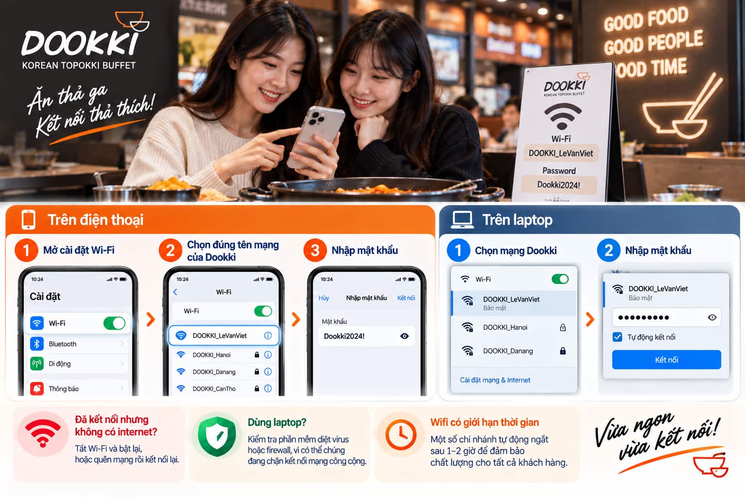 kết nối wifi Dookki nhanh trên điện thoại