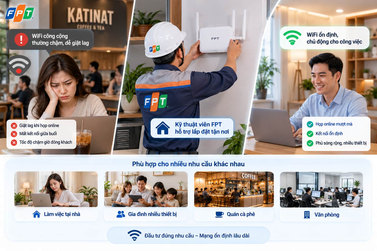 Kỹ thuật viên FPT hỗ trợ lắp đặt tận nơi