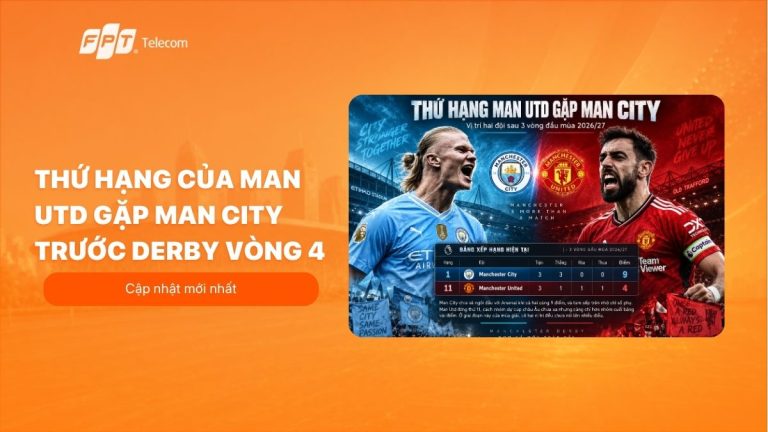 Thứ hạng của Man Utd gặp Man City trước derby vòng 4