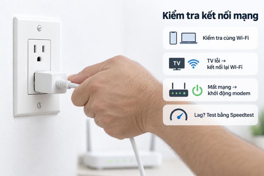 Cách khởi động lại này giúp hệ thống tivi được làm mới và có thể xử lý nhiều lỗi kết nối tạm thời.