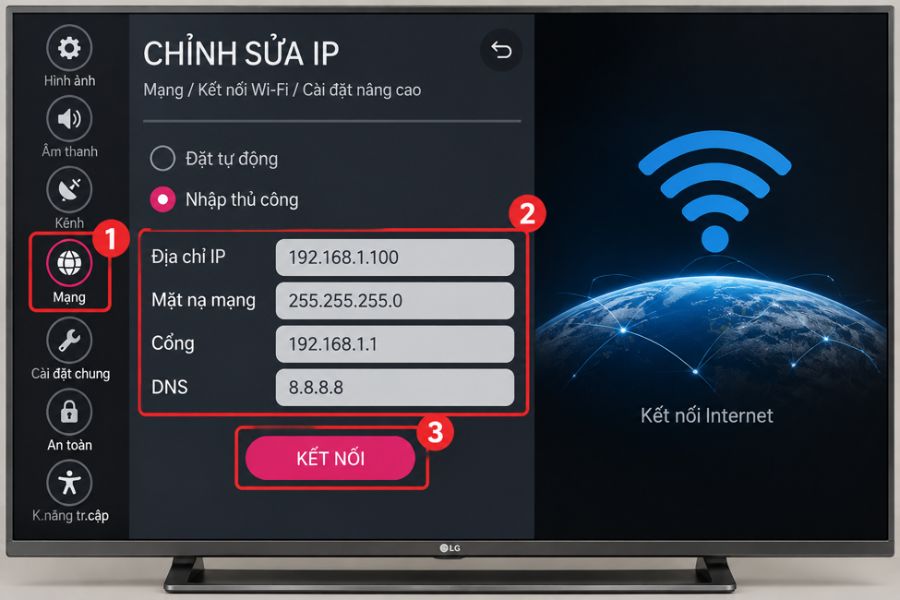 Các bước thực hiện trên tivi LG
