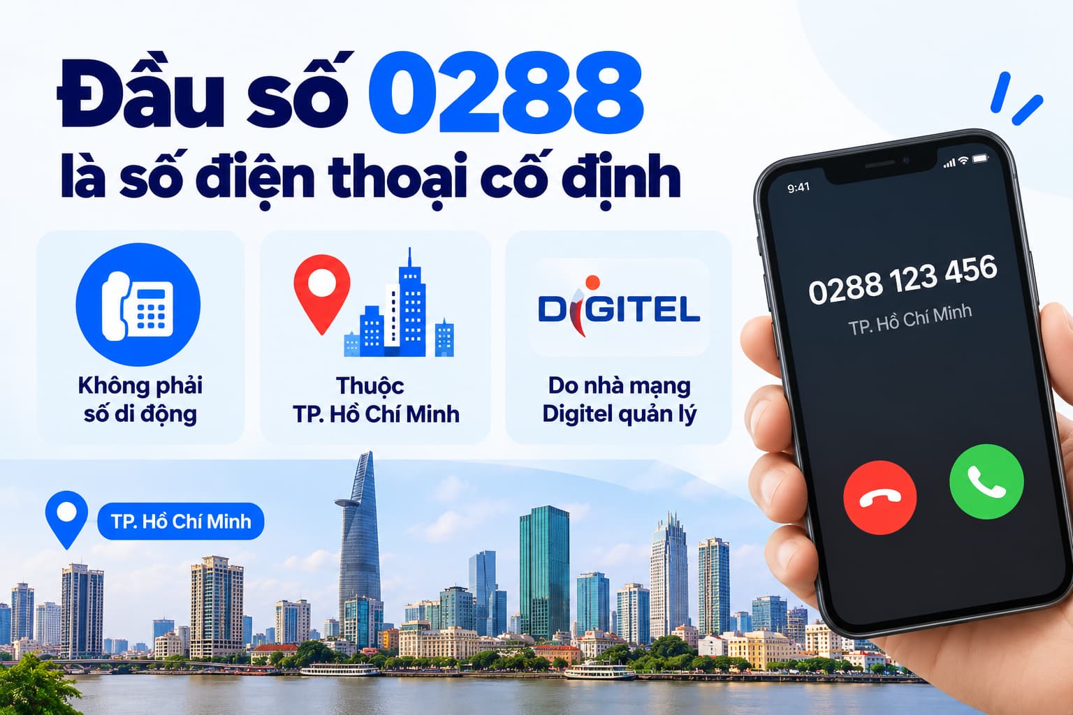 Đầu số 0288 là số cố định, thuộc TP. HCM