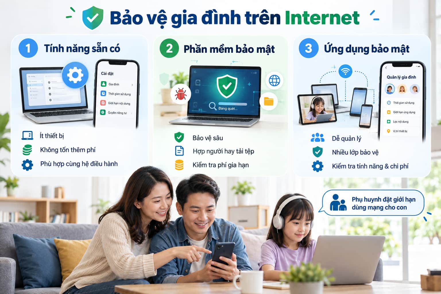 phụ huynh đặt giới hạn dùng mạng