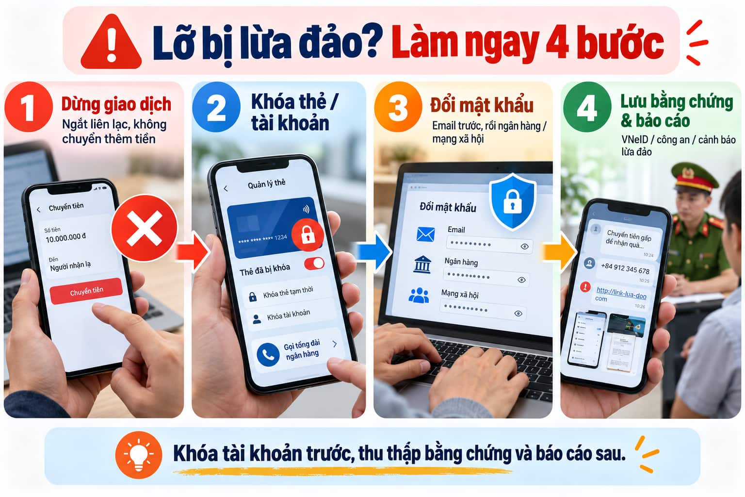 bốn bước xử lý khi bị lừa