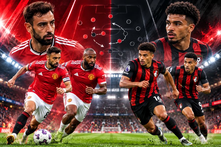 Chiến thuật Man Utd gặp Bournemouth