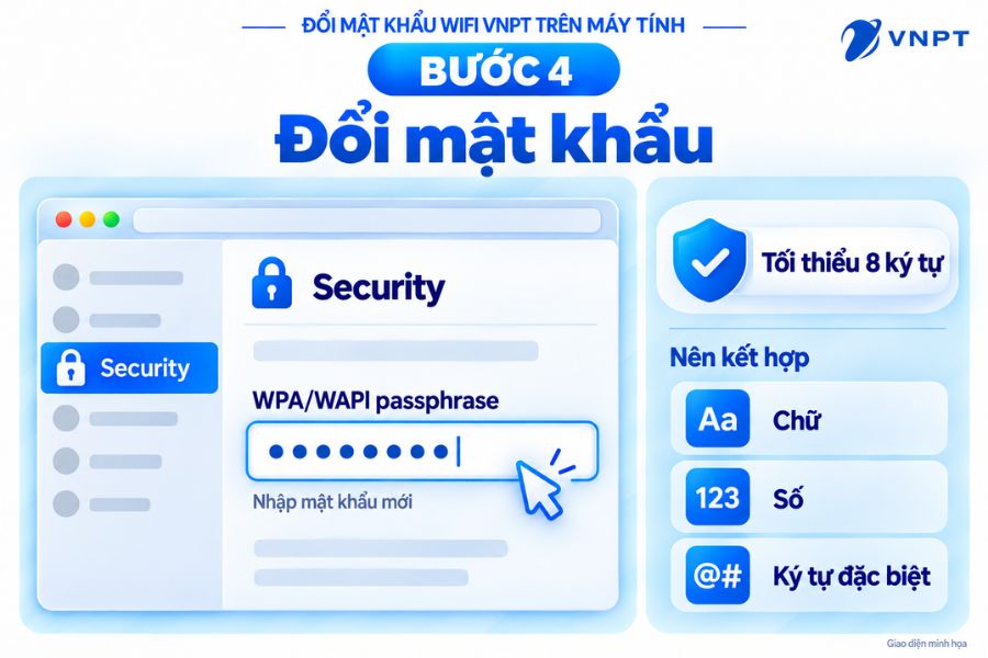 Nhập mật khẩu mới tại ô WPA/WAPI passphrase.