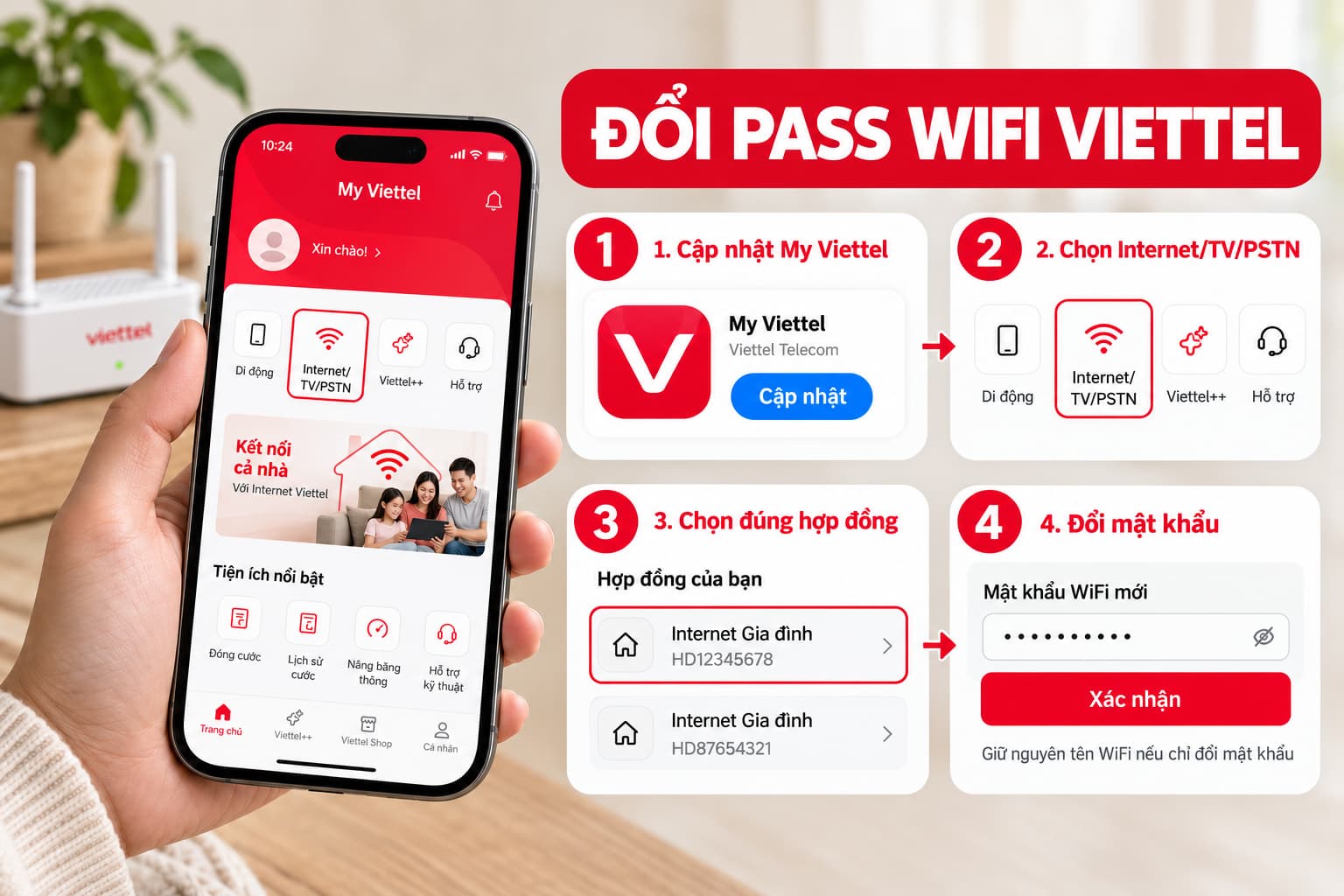 Cách đổi pass wifi Viettel qua app My Viettel