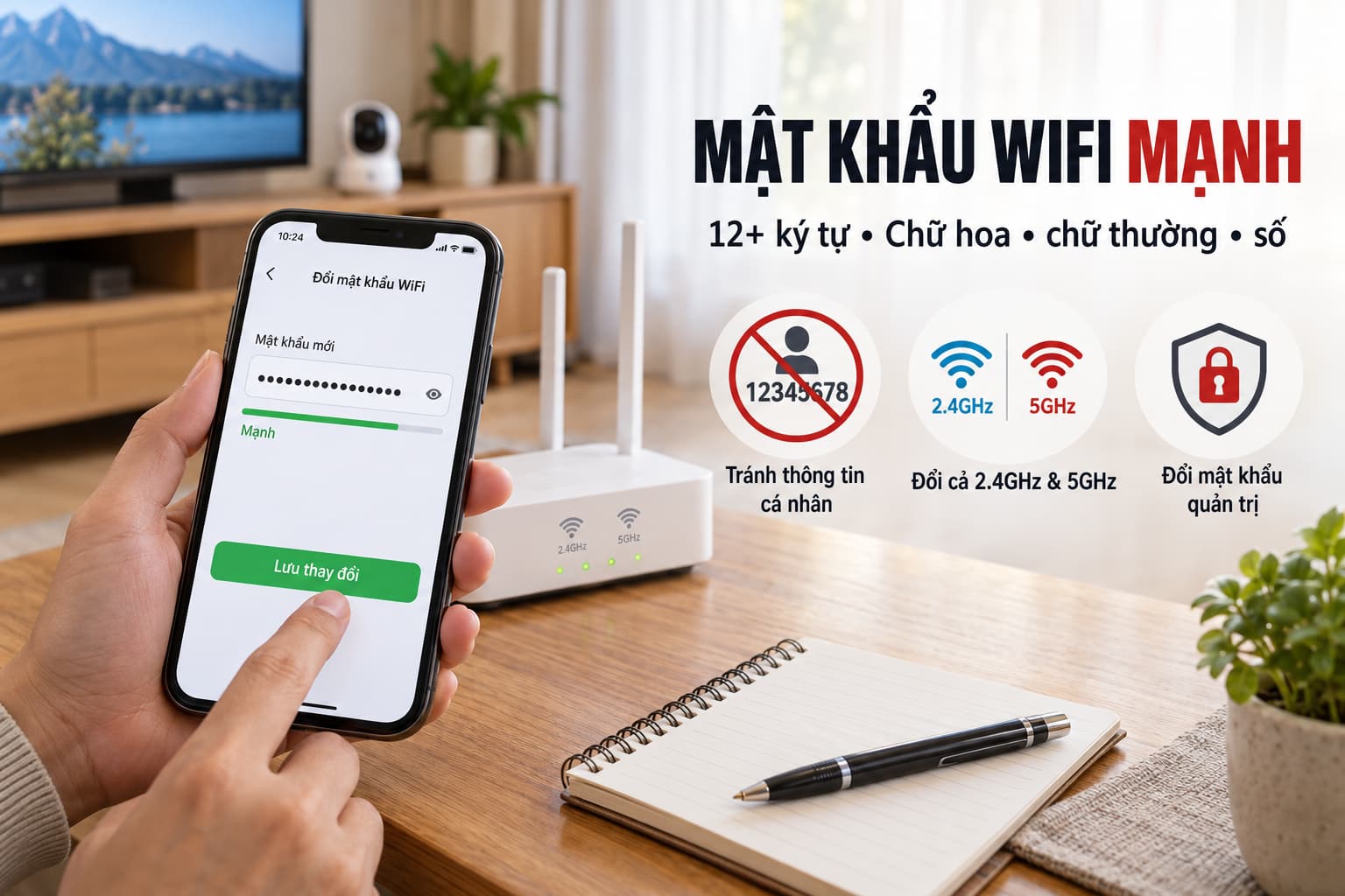 Đặt mật khẩu WiFI mạnh