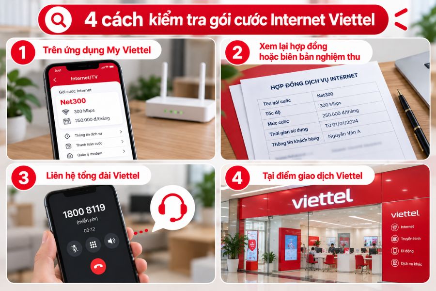 Cách kiểm tra mạng WiFi và gói cước Internet Viettel đang sử dụng