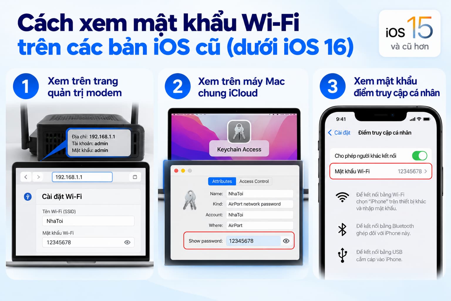 Xem mật khẩu Wi-Fi trên các bản iOS cũ